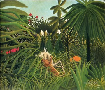 馬を襲うジャガー 1910年 アンリ・ルソー ポスト印象派 素朴原始主義 Oil Paintings